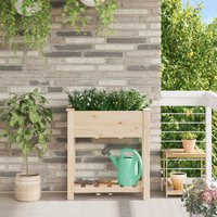 Berkfield Home Garden Planter with Shelf 71x37x76 cm Solid Wood Fir in Beige | Size: 71 x 37 x 76 cm