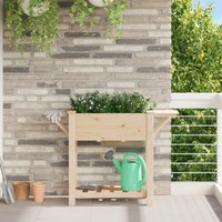 Berkfield Home Garden Planter with Shelves 111x37x76 cm Solid Wood Fir in Beige | Size: 111 x 37 x 76 cm