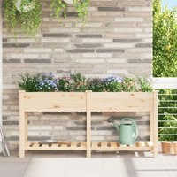Berkfield Home Garden Planter with Grids 161x43x76 cm Solid Wood Fir in Beige | Size: 161 x 43 x 76 cm