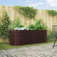 Berkfield Home Garden Raised Bed Brown 240x80x81 cm Galvanized Steel | Size: 240 x 80 x 81 cm
