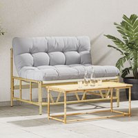 Berkfield Home Garden Bench with Cushion 110x80x71 cm Steel in Grey | Size: 110 x 80 x 71 cm