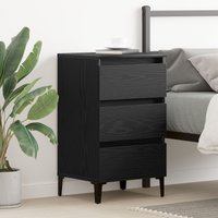 Berkfield Home Bedside Cabinet with Metal Leg Black Oak 40x35x69 cm | Size: 40 x 35 x 69 cm