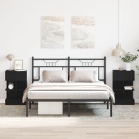 Berkfield Home Bedside Cabinet 2 pcs Black Oak 40x35x65 cm Engineered Wood | Size: 40 x 35 x 65 cm