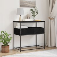 Berkfield Home Console Table Black Oak 75x40x75 cm Engineered Wood & Steel | Size: 75 x 40 x 75 cm