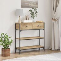 Berkfield Home Console Table Artisan Oak 72, 5x25x75 cm Engineered Wood & Steel in Brown | Size: 5 x 25 x 75 cm