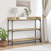 Berkfield Home Console Table Artisan Oak 100x30x80 cm Engineered Wood & Steel in Brown | Size: 100 x 30 x 80 cm