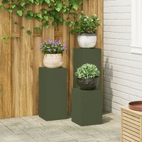 Berkfield Home Outdoor Plant Stands Pillar 3 pcs Olive Green Steel