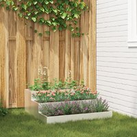 Berkfield Home Garden Planter 3-Tier 90x90x35 cm Stainless Steel in Silver | Size: 90 x 90 x 35 cm