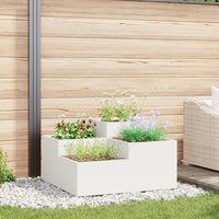 Berkfield Home Garden Planter 80x80x48 cm White Steel | Size: 80 x 80 x 48 cm
