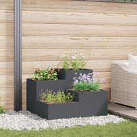 Berkfield Home Garden Planter 80x80x60 cm Anthracite Steel | Size: 80 x 80 x 60 cm