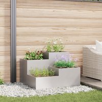 Berkfield Home Garden Planter 80x80x60 cm Stainless Steel in Silver | Size: 80 x 80 x 60 cm