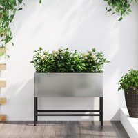 Berkfield Home Raised Garden Planter 60x26x45 cm Galvanised Steel in Silver | Size: 60 x 26 x 45 cm