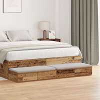 Berkfield Home Bed Drawers - Old Wood, 160 x 36.5 x 16.5 cm, Made of Engineered Wood in Brown | Size: 160 x 36.5 x 16.5 cm