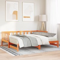 Berkfield Home Day bed with Trundle Wax Brown 180x200 cm Solid Wood Pine