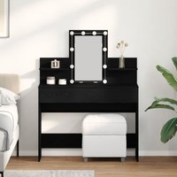 Berkfield Home Dressing Table with LED Black Oak 100x40x130 cm | Size: 100 x 40 x 130 cm