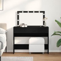 Berkfield Home Dressing Table with LED Black Oak 100x40x120 cm | Size: 100 x 40 x 120 cm