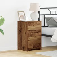 Berkfield Home Bedside Cabinet with LED Lights Old Wood Engineered Wood in Brown