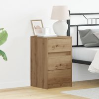 Berkfield Home Bedside Cabinet with LED Lights Artisan Oak Engineered Wood in Brown