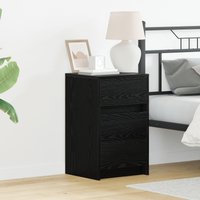Berkfield Home Bedside Cabinet with LED Lights Black Oak Engineered Wood
