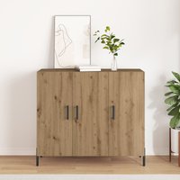 Berkfield Home Artisan Oak Sideboard - 90x34x80 cm - Made of Engineered Wood in Brown | Size: 90 x 34 x 80 cm