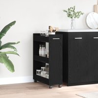 Berkfield Home Rolling Cabinet Black Oak 60x22x79 cm Engineered Wood | Size: 60 x 22 x 79 cm