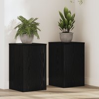 Berkfield Home Plant Stands 2 pcs Black Oak 30x30x50 cm Engineered Wood | Size: 30 x 30 x 50 cm