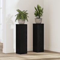 Berkfield Home Plant Stands 2 pcs Black Oak 17x17x60 cm Engineered Wood | Size: 17 x 17 x 60 cm