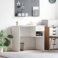 Berkfield Home Desk with Storage White 90x49.5x75 cm Engineered wood