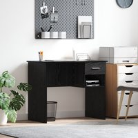 Berkfield Home Desk with Storage Black Oak 90x49.5x75 cm Engineered wood
