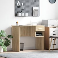 Berkfield Home Desk with Storage Sonoma Oak 90x49.5x75 cm Engineered wood in Brown