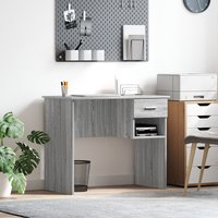 Berkfield Home Desk with Storage Grey Sonoma 90x49.5x75 cm Engineered wood