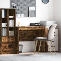 Berkfield Home Computer Desk Smoked Oak Engineered Wood 90 x 50 x 76 cm in Brown