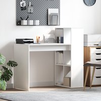 Berkfield Home Writing Desk White Engineered Wood Medium Storage Writing Desk