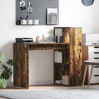 Berkfield Home Writing Desk Smoked oak Engineered wood Medium Writing Desk in Brown