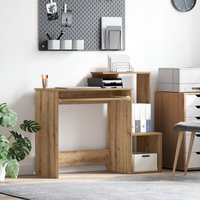 Berkfield Home Oak Computer Desk Artisan Oak Particle board Medium Storage in Brown