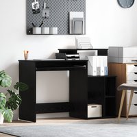 Berkfield Home Desk with Storage Black Oak 120.5x44x88.5 cm Engineered Wood