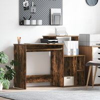 Berkfield Home Desk with Storage Smoked Oak 120.5x44x88.5 cm Engineered Wood in Brown