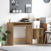 Berkfield Home Desk with Storage Artisan Oak 120.5x44x88.5 cm Engineered Wood in Brown