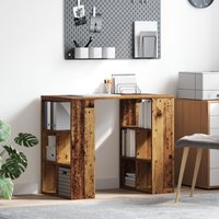Berkfield Home Corner Desk Old Wood Solid Reclaimed Wood Medium Corner Desk in Brown