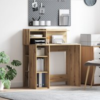 Berkfield Home Desk with Storage Artisan Oak 90x48x101.5 cm Engineered wood