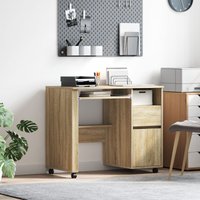 Berkfield Home Sonoma Oak Desk Sonoma Oak Engineered Wood Medium Sonoma Oak Desk in Brown