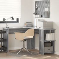 Berkfield Home Corner Desk with Storage Grey Sonoma 140x113, 5x75cm | Size: 5x75 cm