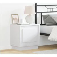Berkfield Home Bedside Cabinet with LED Lights White 44x34, 5x45 cm