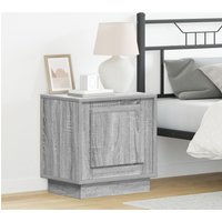 Berkfield Home Bedside Cabinet with LED Lights Grey Sonoma 44x34, 5x45 cm