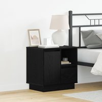 Berkfield Home Bedside Cabinet with LED Black Oak 50x34, 5x50 cm