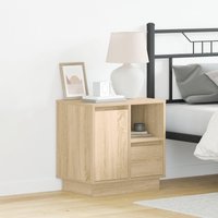Berkfield Home Bedside Cabinet with LED Sonoma Oak 50x34, 5x50 cm in Brown