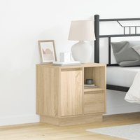 Berkfield Home Bedside Cabinets with LED 2 pcs Sonoma Oak 50x34.5x50 cm in Beige