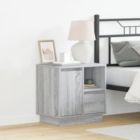 Berkfield Home Bedside Cabinets with LED 2 pcs Grey Sonoma 50x34, 5x50 cm