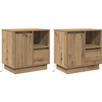Berkfield Home Bedside Cabinets with LED 2 pcs Artisan Oak 50x34, 5x50 cm in Brown