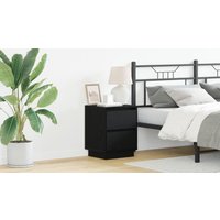 Berkfield Home Bedside Cabinet with LED Lights Black 39x34.5x50 cm